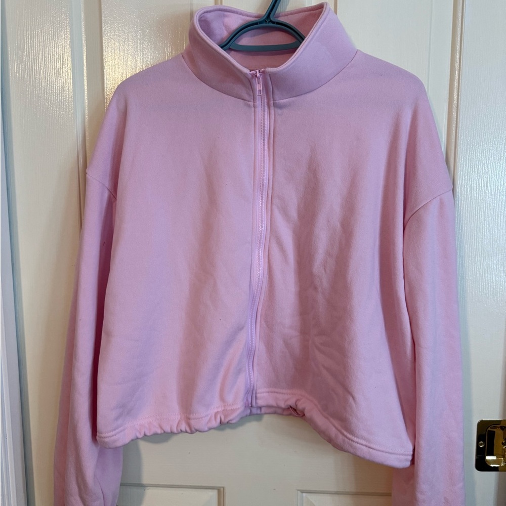 SHEIN Pink Zip-Up Sweatshirt
